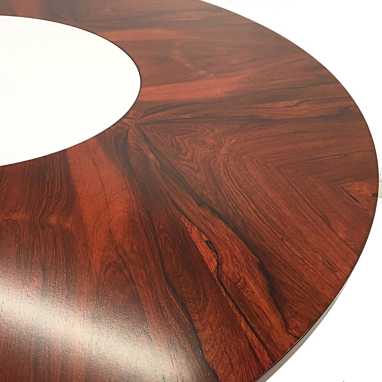 Merrow Associates Lazy Susan Dining Table, Four Cantilevered Chrome Chairs 1