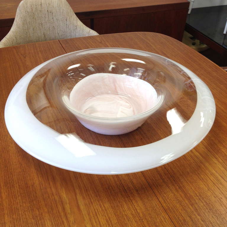 Large Murano Glass Bowl Centerpiece Made in Italy