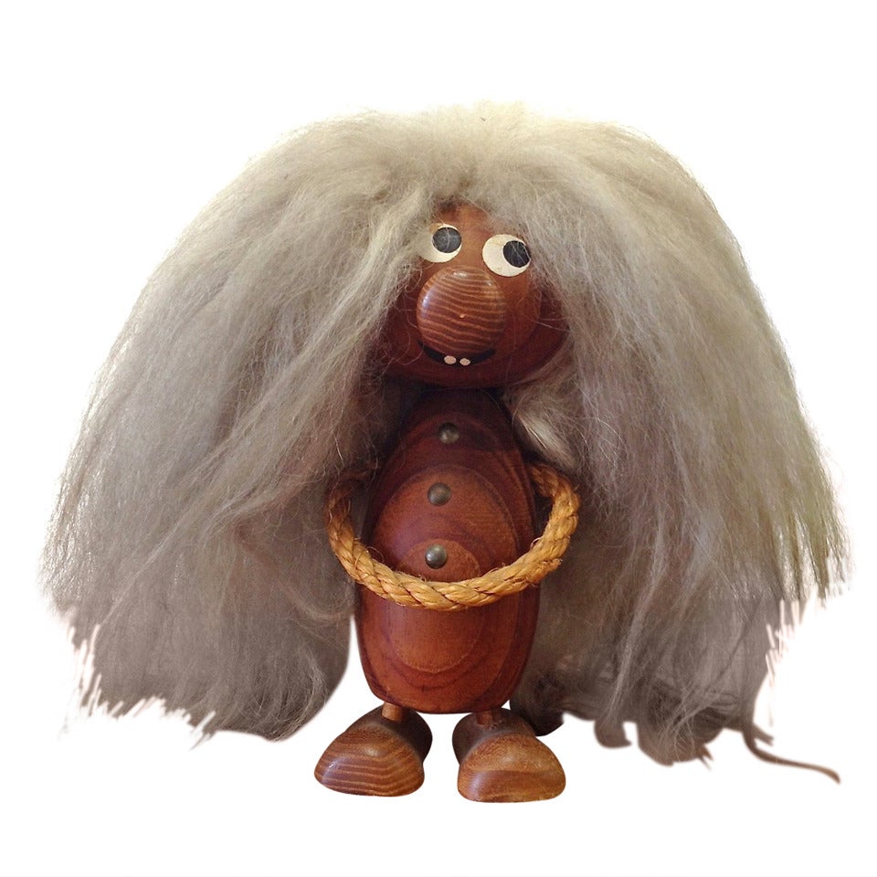 Vintage Danish Modern Teak Troll Figure Made in Sweden