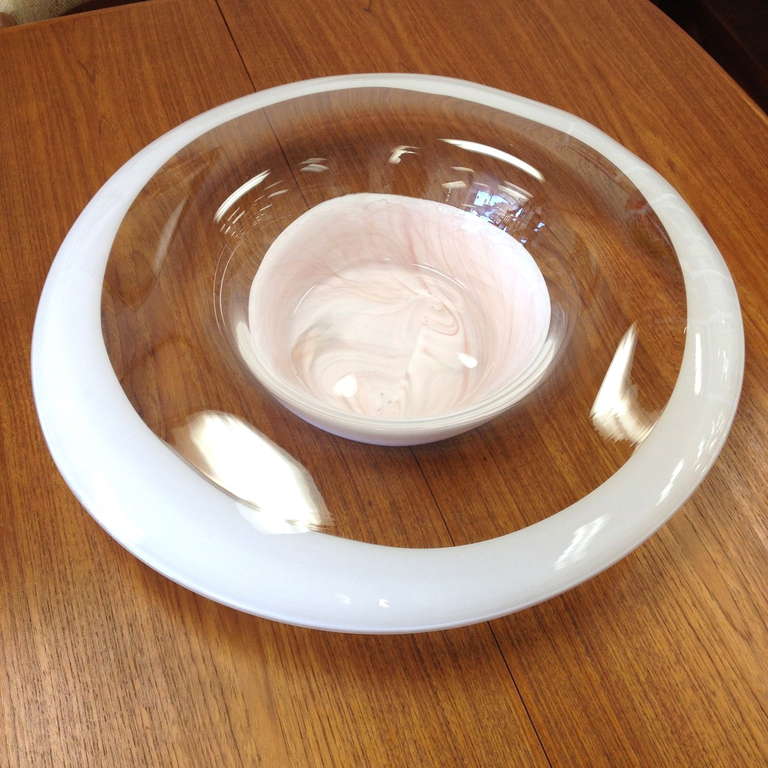 Italian Large Murano Glass Bowl Centerpiece, Made in Italy