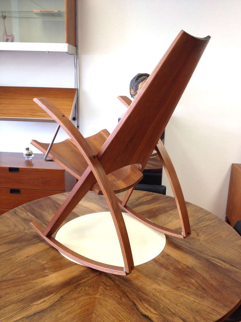Teak Sculptural Studio Rocking Chair by Leon Meyer
