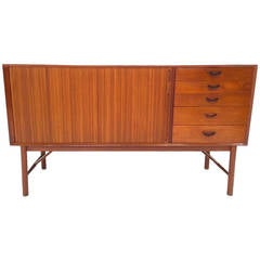 Danish Modern Teak Tambour Door Credenza by Peter Hvidt 
Orla Mølgaard Nielsen