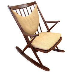 Danish Modern Walnut Rocking Chair by Frank Reenskaug for Bramin