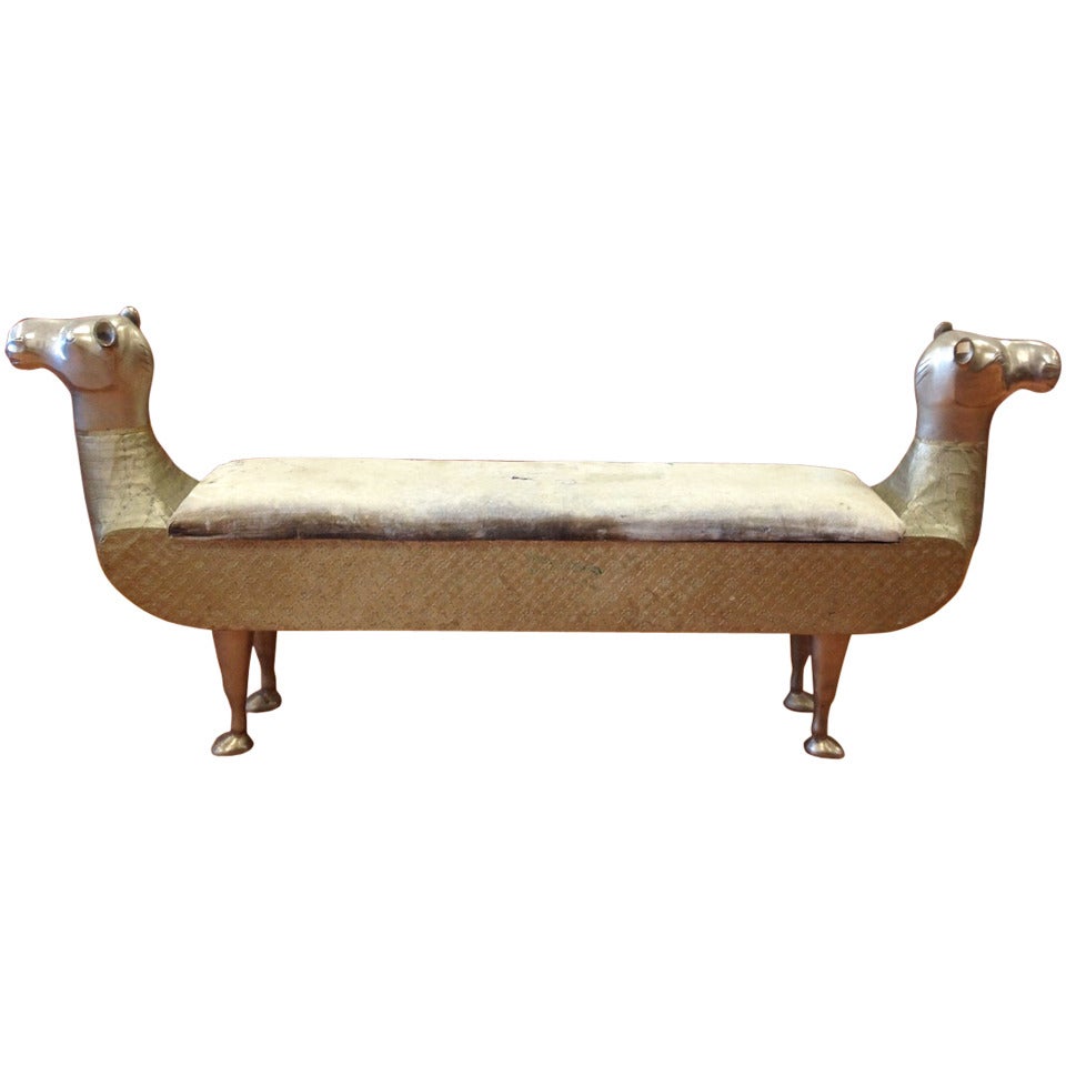 Unique Vintage Two-Headed Bench with Storage