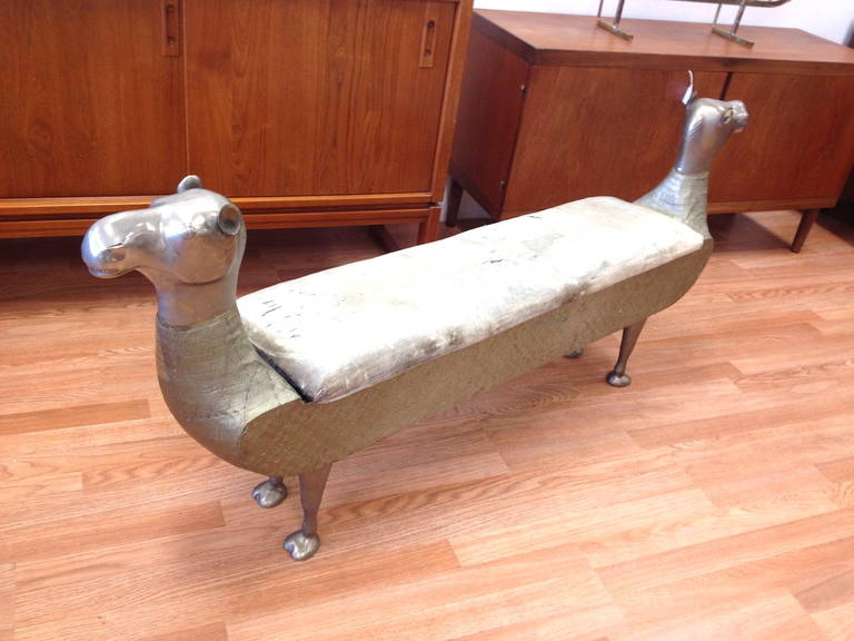 Unknown Unique Vintage Two-Headed Bench with Storage