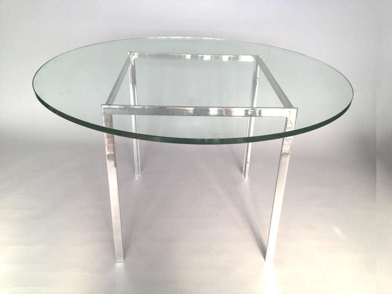 Gerald McCabe Chrome/ Glass Top Dining Table.  Purchased from a relative of Gerald McCabe.  Good original condition with an expected patina to the base and glass top.