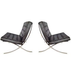 Pair of Early Vintage Knoll Barcelona Chairs by Mies Van Der Rohe