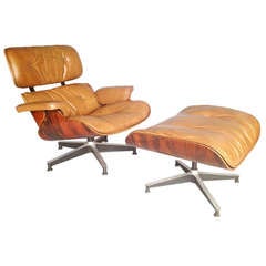 Rare 1st Year Production Herman Miller Rosewood Eames Lounge Chair & Ottoman