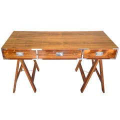 Rosewood and Chrome Campaign Desk