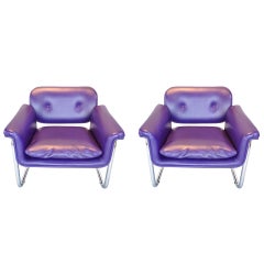 Pair of Chrome Lounge Chairs in the manner of Milo Baughman