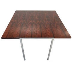 Rosewood and Aluminum Flip-Top Console Work Desk or Dining Table