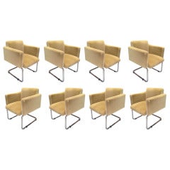 Set of 8 Italian Chrome Cantilevered Dining Chairs for Stendig