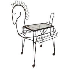 Whimsical Horse Rolling Serving Bar Cart by Frederick Weinberg