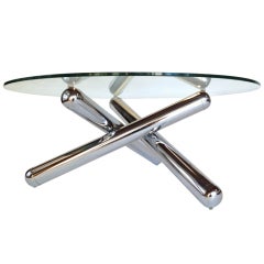 Sculptural Milo Baughman Chrome and Glass Coffee Table