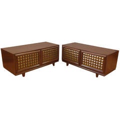 Exceptional Pair of Studded Nightstands by Cal Mode