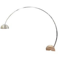 Exceptional, Large Chrome and Marble Arco Arch Lamp