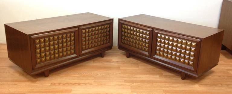 Exceptional Pair of Studded Nightstands by Cal Mode.  Excellent condition.