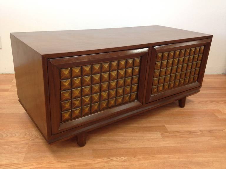 American Exceptional Pair of Studded Nightstands by Cal Mode For Sale