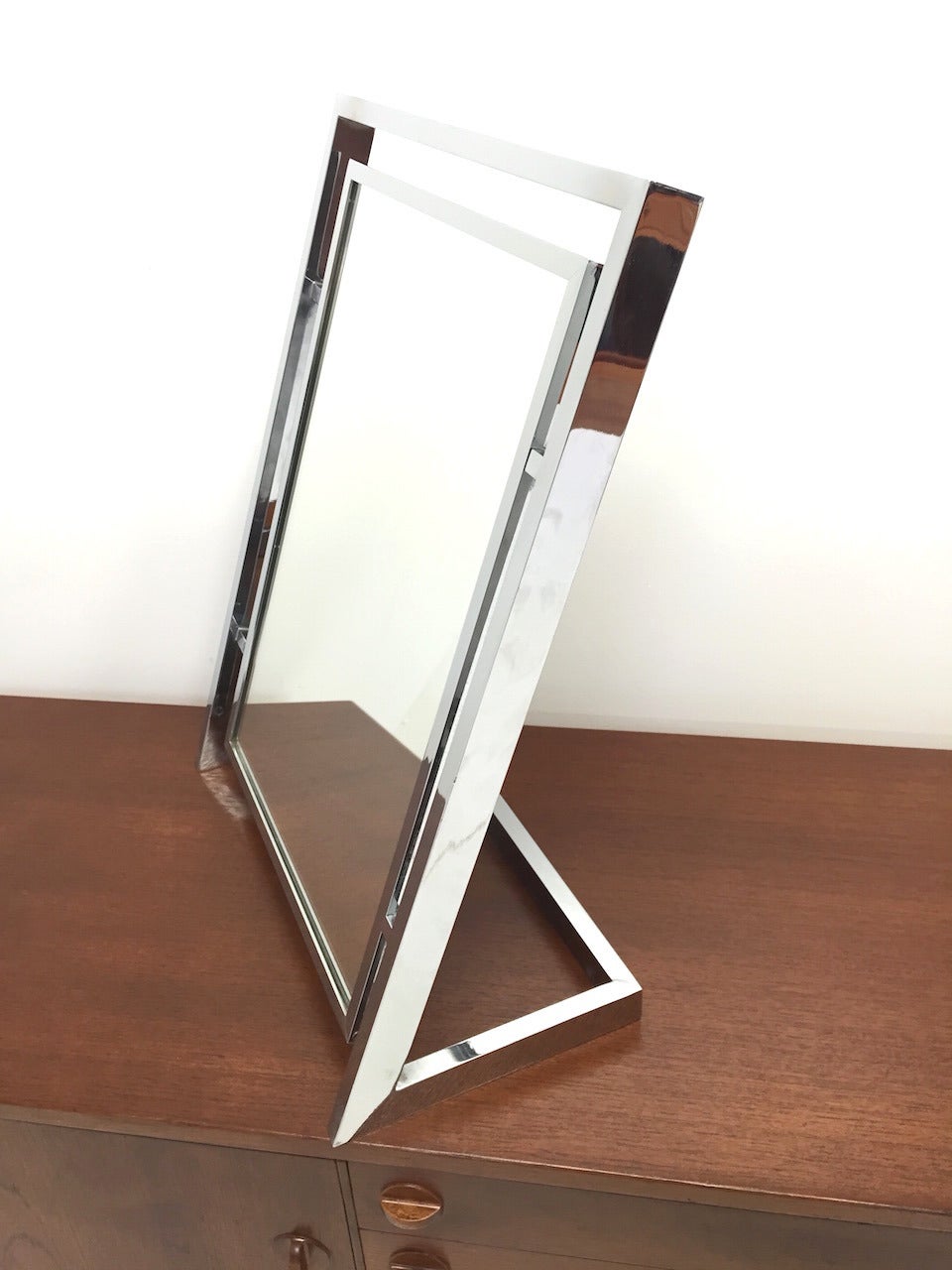 Exceptional Chrome Angled Table Mirror.  Very nice original condition.