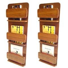 Vintage Pair of Peter Pepper Danish Modern Style Wall Mount Book Magazine Holders