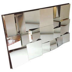 Vintage Neal Small Faceted Cubist "Slopes" Wall Mirror