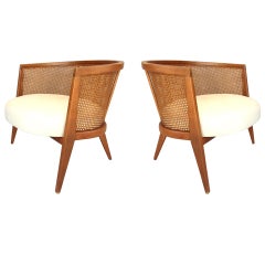 Exceptional Pair of Low and Wide Lounge Chairs by Harvey Probber