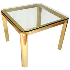 Elegant Brass Dining table with Floating Glass Top Attrib. Mastercraft