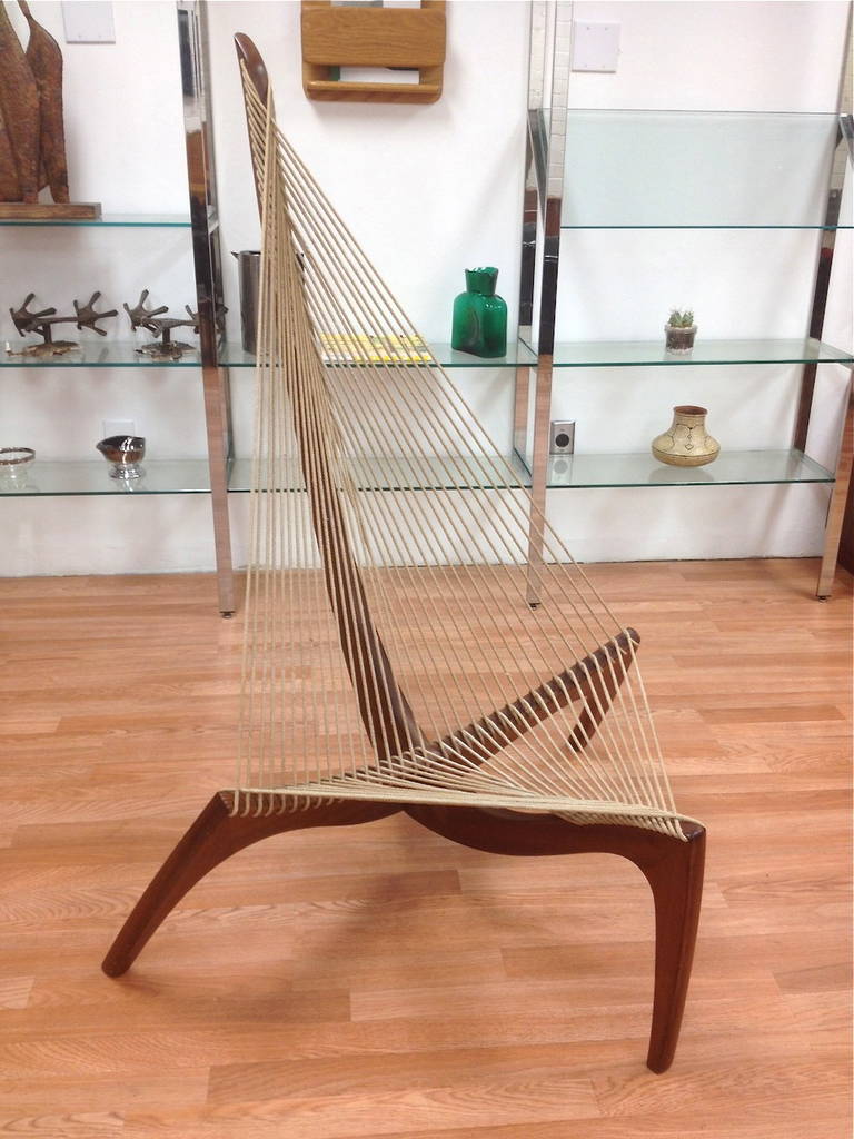The Harp Chair by Jorgen Hovelskov for Christian & Larsen.  Previous professional repair to wood frame does not compromise the structural integrity of the chair.