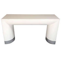 Raffia and Chrome Console Table in the Style of Karl Springer