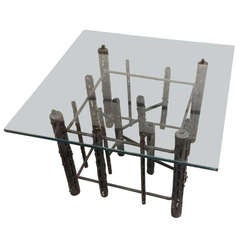 Brutalist Sculptural Welded Steel Side Table