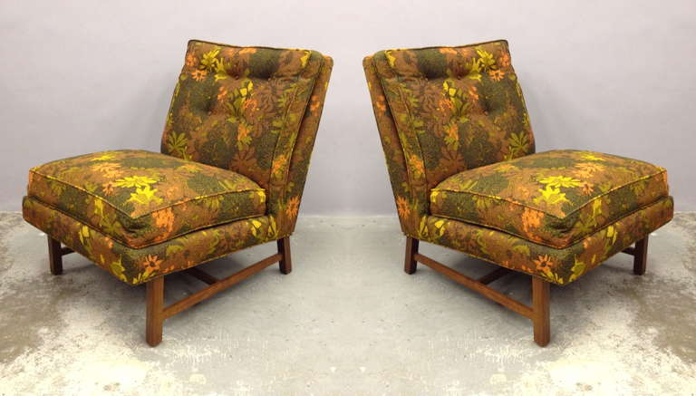 Pair of Directional Gallery Collection Slipper Lounge Chairs by Kipp Stewart. Very nice original condition with Directional Gallery Collection labels as pictured.