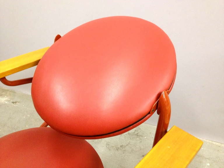 Contemporary Frank Lloyd Wright S.C. Johnson Wax Arm Chair on Casters for Cassina