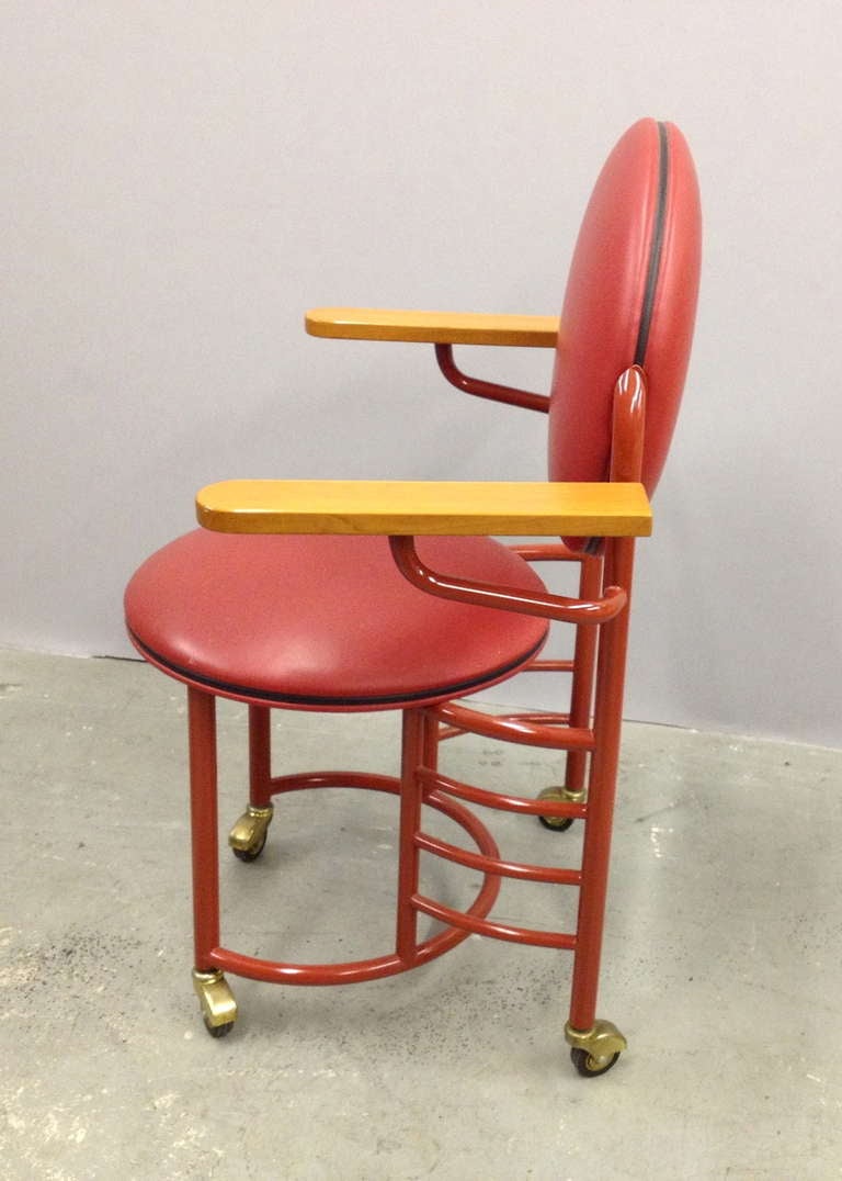 Metal Frank Lloyd Wright S.C. Johnson Wax Arm Chair on Casters for Cassina