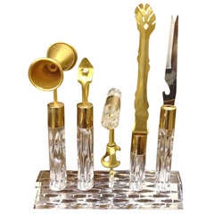 Elegant Set of Brass and Lucite Bar Utensils