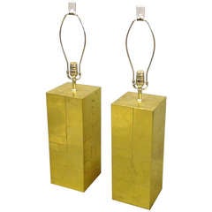 Pair of Paul Evans Brass Cityscape Table Lamps for Directional