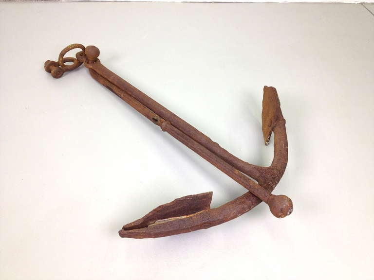 Antique Iron Boat Anchor In Excellent Condition In Long Beach, CA