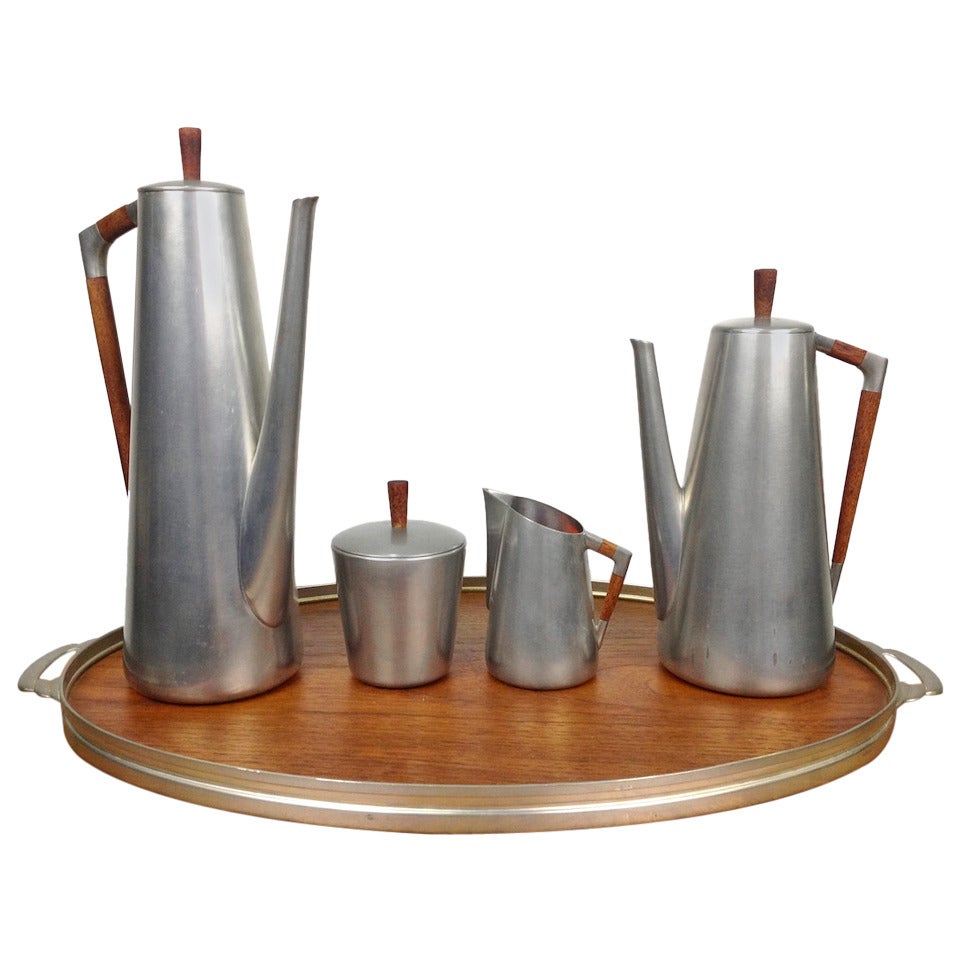 Danish Modern 5 Pc. Royal Holland Pewter Tea or Coffee Set