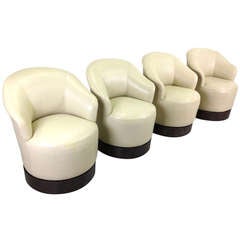 4 Sally Sirkin Lewis Leather Dining Chairs for J Robert Scott