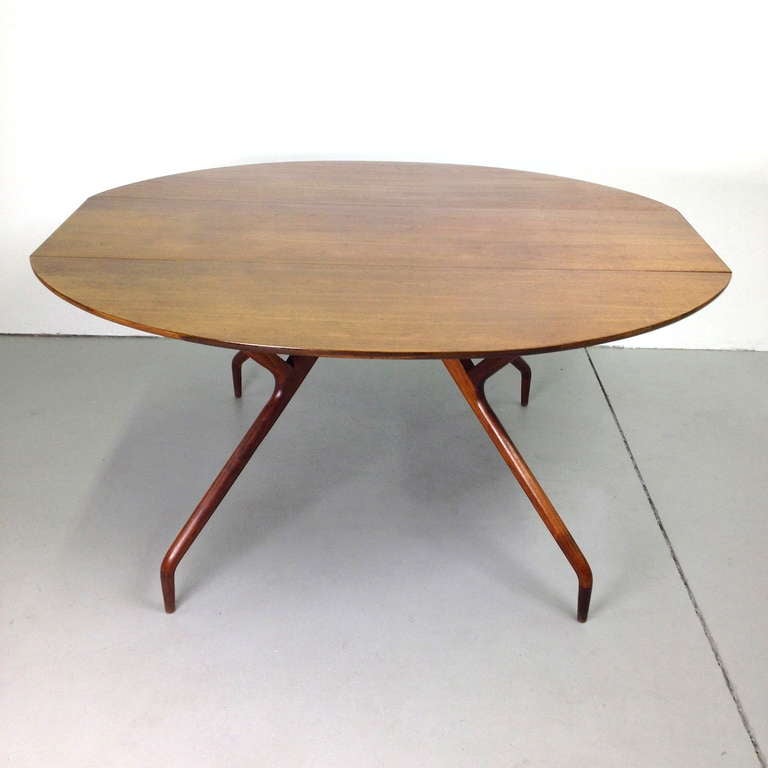 Greta Grossman Spider Leg Drop Leaf Dining Table for Glenn of Califonia.  Fine and very elegant design.  Good original condition with some expected surface wear as pictured.