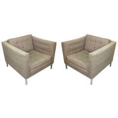 Pair of Chrome Based Cube Lounge Chairs by Jack Cartwright Inc.