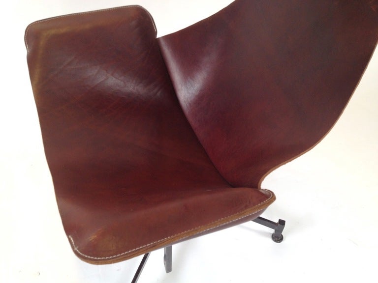 Iron and Leather Sling Lounge Chair by Max Gottschalk 4