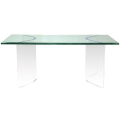 Lucite and Glass Console Sofa Table