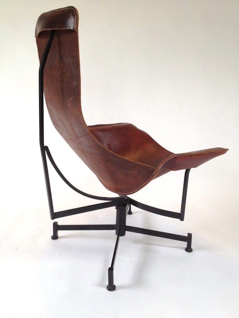 Iron and Leather Sling Lounge Chair by Max Gottschalk In Good Condition In Long Beach, CA