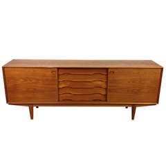 Exceptional 87" Long Danish Modern Teak Credenza Buffet by Dyrlund