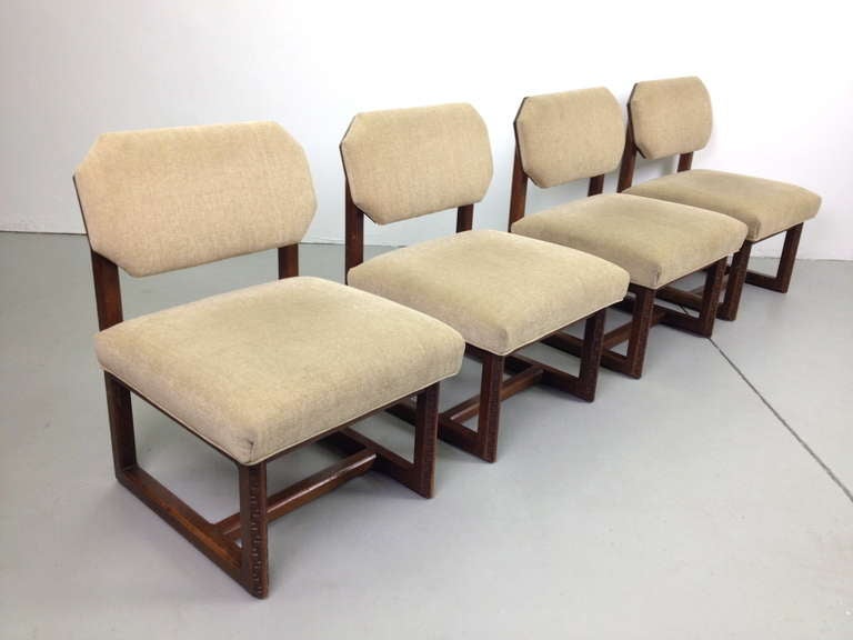 American Frank Lloyd Wright Taliesin Game Table + 4 Chairs by Heritage Henredon