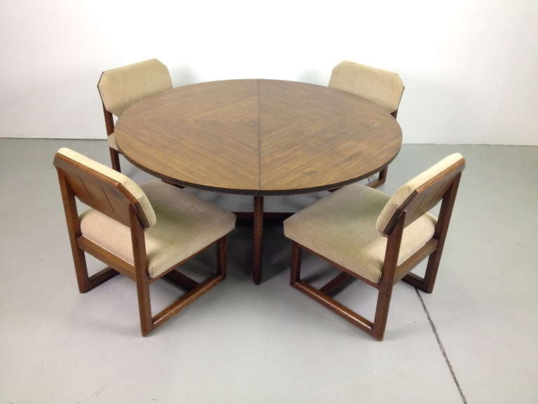 Frank Lloyd Wright Taliesin Game Table + 4 Chairs by Heritage Henredon.  Includes 1 12