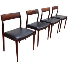 Set of Four Rosewood JL Moller Model 77 Dining Chairs
