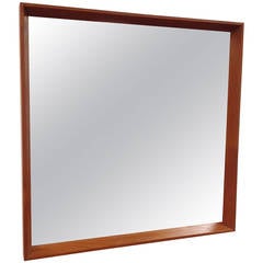 Danish Modern Teak Square Wall Mirror by Pedersen & Hansen