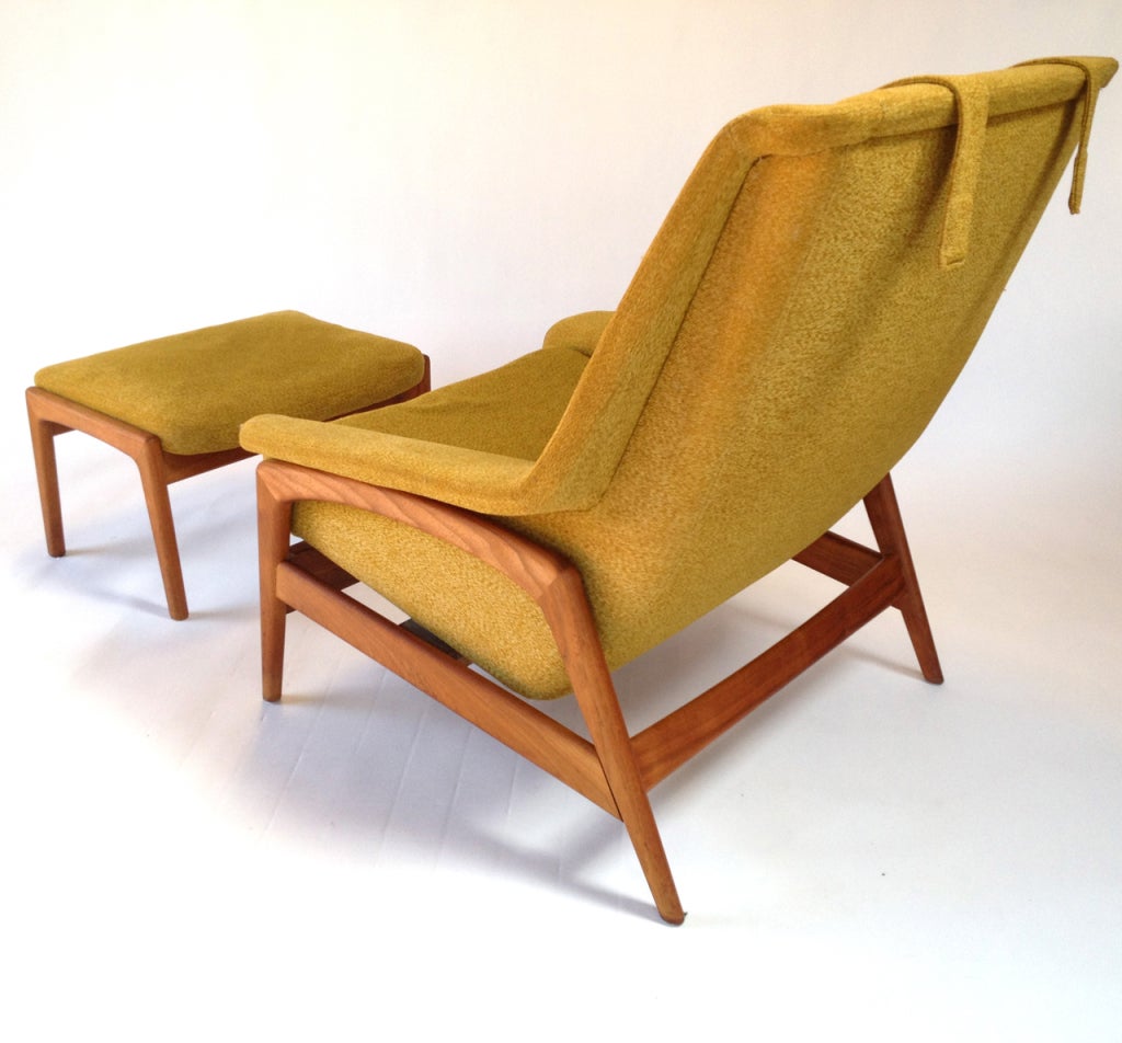 Swedish Danish Modern Lounge Chair and Ottoman by Folke Ohlsson for Dux