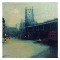 Malcom Liepke, Queensboro Bridge, 1982 Oil on Canvas